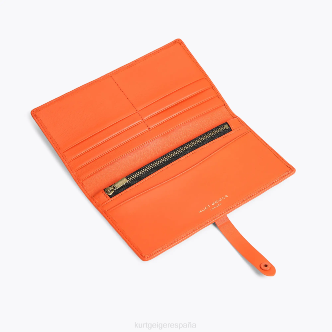 Kurt Geiger mujer cartera suave de cuero londres 2LPR275 | bolsas naranja